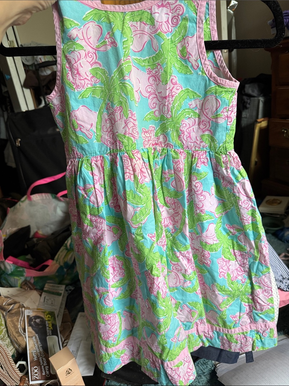 Lilly Pulitzer Blue Dress with Pink & Green Tropical Print